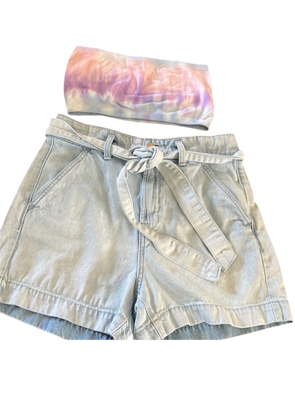 Gap Denim Women’s 3.5 short light wash paperbag shorts cotton 4/27 free …